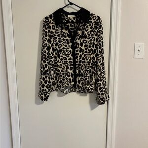 Leopard Print Button-Up Blouse